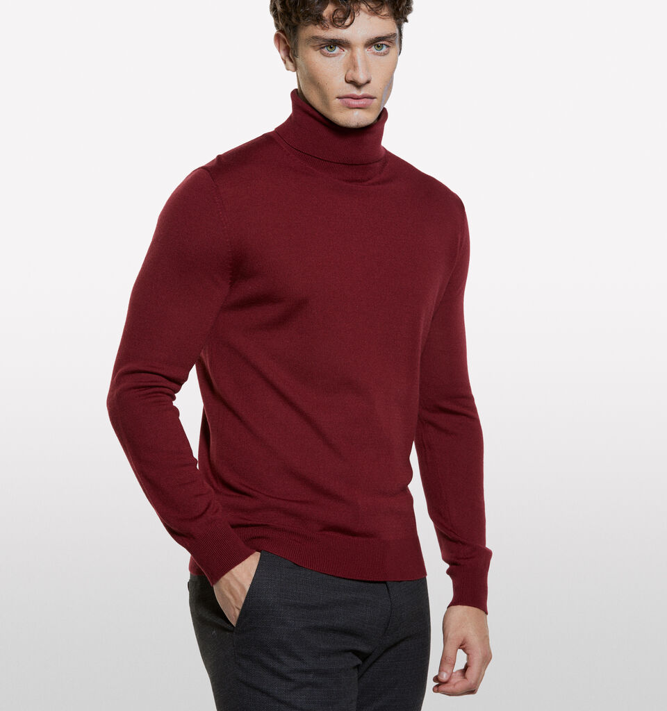 Granatroter Pullover mit hohem Kragen - pullover hoher kragen für herren - Bordeaux | Sisley image number 3